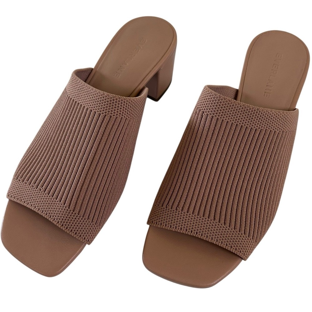 Everlane Knit Mule Heels Taupe Block Heel Sandals Women's 6.5